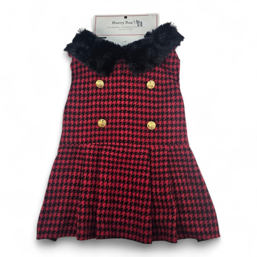 Harry‎ Barker Dog Plaid Sweater Dress Faux Fur Collar Size Medium NEW